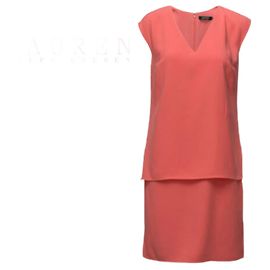 Vestido de verano con superposición naranja coral Lauren Ralph Lauren para mujer EE. UU. 8 Reino Unido 12
