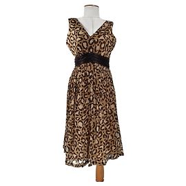 Oscar de la Renta Seidenkleid Leopard Print
