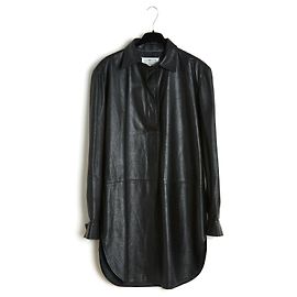 Maison Martin Margiela Túnica vestido camisero piel negra ES38