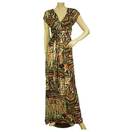 Autre Marque Devotion Mehrfarbiges Tribal-Kurzarm-Maxi-Sommerkleid mit Gürtel, Größe S