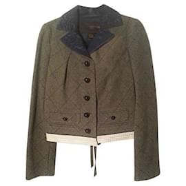 Louis Vuitton Karojacke Light Khaki Heather aus Wolle
