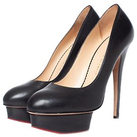 Charlotte Olympia Carlotta Olimpia, Décolleté con plateau in pelle nera
