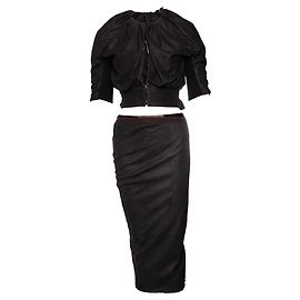 Rick Owens, Falda de cuero negro (- UE40/XS) y arriba (- UE42/S).