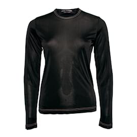 JUNYA WATANABÉ/COMME DES GARCONS, Top negro semitransparente brillante en talla S. - Junya Watanabe