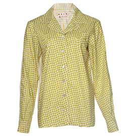 Marni, camicia con stampa grafica in verde
