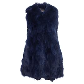 Autre Marque DNS, blauer ärmelloser Pelzmantel.
