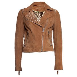 Autre Marque Ingwer, Cognacfarbene Bikerjacke aus Wildleder