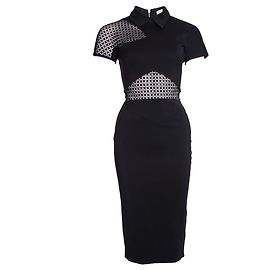 VICTORIA BECKHAM, Schwarzes, figurbetontes Kleid aus grafischer Spitze