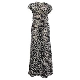 Chanel, Schwarz-weißes Maxikleid aus Bouclé-Strick