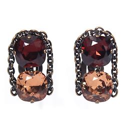 Autre Marque Daniel Swarovski, brown with bronze clip earrings.