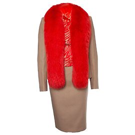 Gianni Versace Couture, 3Traje de una pieza con cuello de pelo naranja