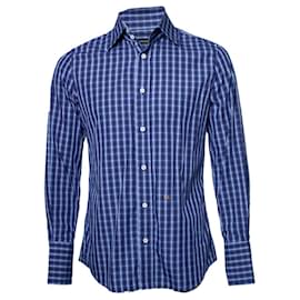 Dsquared2, blusa a cuadros azul oscuro
