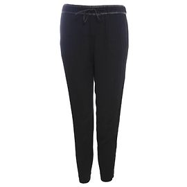 Helmut Lang, pantalon deportivo negro con cremalleras y detalles en piel en talla 2/METRO.