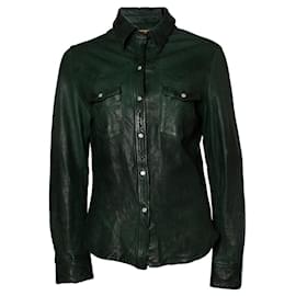 Autre Marque Tienda de vaqueros, camisa de cuero verde