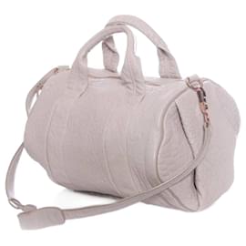 Alexander Wang, borsa rockie grigio chiaro con borchie color rosa.