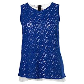 Autre Marque clú, top de encaje en azul con cinta