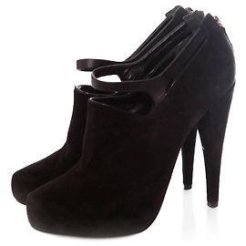 Dkny Donna Karan, Brotes de ante negro con correa de cuero alrededor del tobillo en tamaño. 39.5.
