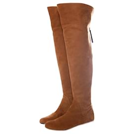 Giuseppe Zanotti, Overknee-Stiefel aus cognacfarbenem Wildleder in der Größe 37.