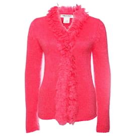 COMME des GARCONS, Mohairweste mit Sicherheitsnadel in fluoreszierendem Pink in Größe S. - Comme Des Garcons