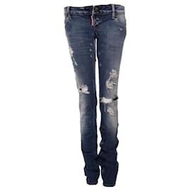 Dsquared2, Pantalón azul claro roto con parche de canalé entre las piernas en talla IT42/S.
