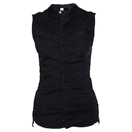 Autre Marque G Star, schwarze ärmellose Bikerjacke/Weste mit Druckknöpfen in Größe S.