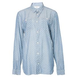 Autre Marque TUTTI I SANTI, Blusa a pois azzurra taglia M.