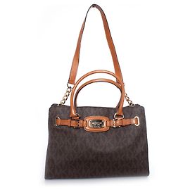 Michael Kors, shopper monogramma in tela marrone.