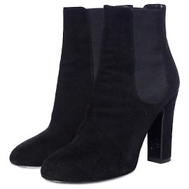 DOLCE & GABBANA, Botines chelsea de tacón de ante negro.