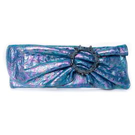 Maison Du Posh, Pochette in pelle di struzzo blu - Autre Marque