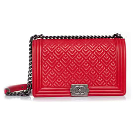 Chanel, Mittelgroße, gesteppte rote Jungentasche