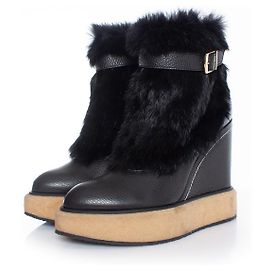 Autre Marque Paloma Barceló, botines con ribete de pelo