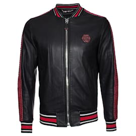 Philipp Plein, Bomberjacke „Reginald“ aus schwarzem Leder