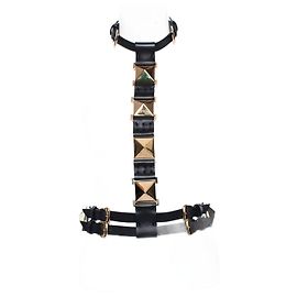 Giuseppe Zanotti, Cintura per il corpo in pelle nera regolabile con hardware dorato nella taglia S.
