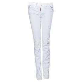 Dsquared2, Vaqueros blanco roto con efecto manchado en talla IT40/XS.