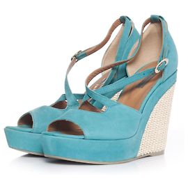 Gaspard Yurkievich Vic, Sandali espadrillas in pelle turchese.