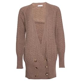 Brunello Cucinelli, Strickjacke aus Kaschmir mit Zopfmuster in Kamel.
