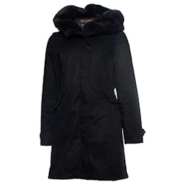 WOOLRICH, parka de piel con capucha negra