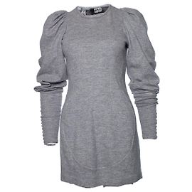 Markus Lupfer, Vestido de lana gris con mangas abullonadas