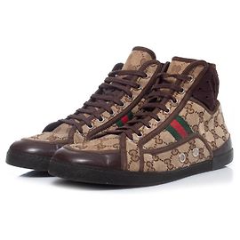 gucci, Scarpe da ginnastica alte in tela GG