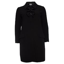 miu miu, Schwarzer Wollmantel mit Rüschen - Miu Miu