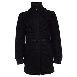 BURBERRY, Cappotto nero lavorato a maglia