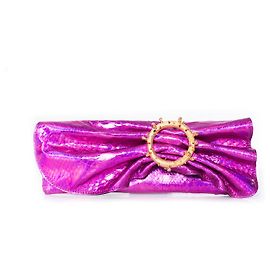 Autre Marque Maison Du Posh, Clutch aus metallischem Schlangenleder in Rosa