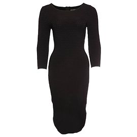 Karen Millen, vestido elástico negro con estampado de lunares en talla 2/XS.
