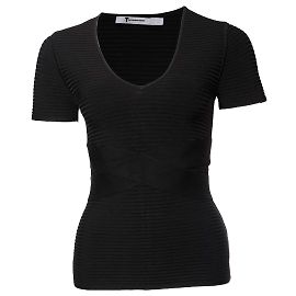 T By Alexander Wang T por Alexander Wang, top elástico cruzado negro