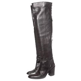 Autre Marque estrategia/Pablo Warmer, botas de piel negras con detalle de encaje en talla 39.5.