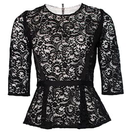 GERARD DAREL, Top de encaje negro con peplum - Autre Marque