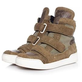 balmain, Sneaker alte in pelle scamosciata spazzolata