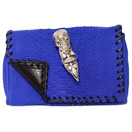 Autre Marque Maison Du Posh, Electric Blue Clutch aus Schlangenleder