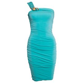 BLUMARINE, Türkisfarbenes One-Shoulder-Kleid