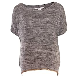 Diane von Furstenberg, grey woolen top with golden chain and 2 pockets in size P/XS. - Autre Marque